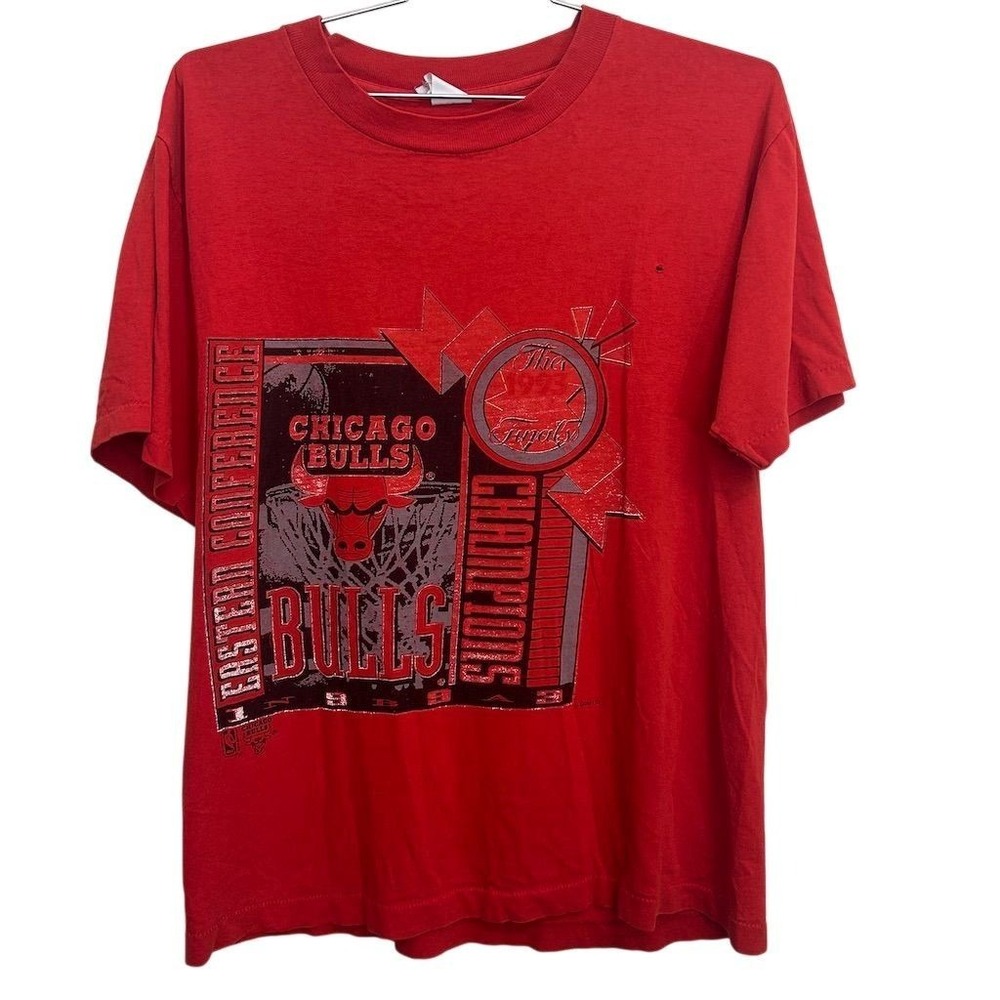 Vintage Chicago Bulls NBA Champions Logo 7 T-Shirt Red Unisex Size M‎ 1993 90s